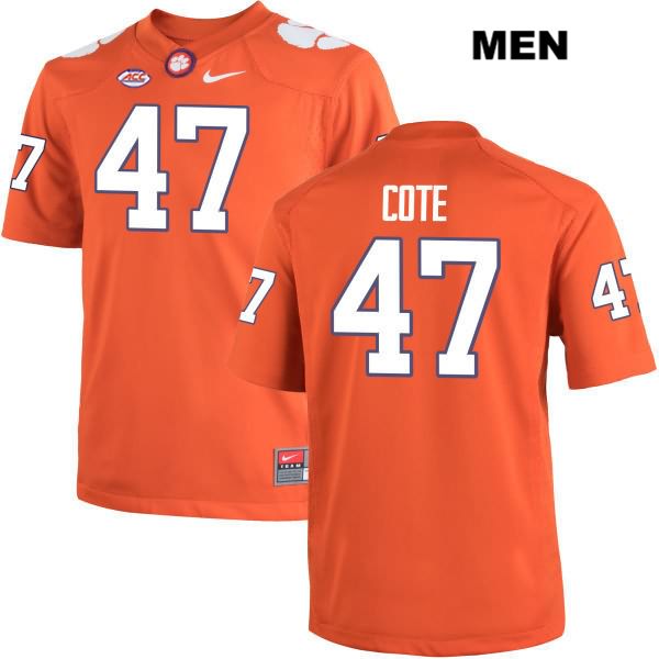 Men's Clemson Tigers #47 Peter Cote Stitched Orange Authentic Nike NCAA College Football Jersey MTL5546VL